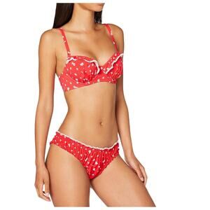 Pour Moi Sunset Beach Red and White Floral Bikini Swimsuit 38D